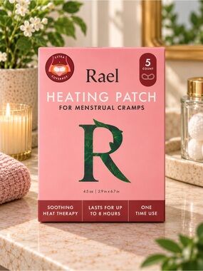 Rael Heating Patch for Menstrual Cramps Extra Coverage 5 Count 8 Hour Relief